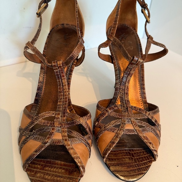 JV Vincent Brown Strappy leather Sandals open toe heel back 8.5M vintage look - Picture 8 of 14